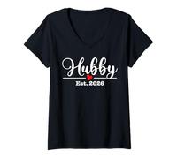 Women's Hubby Est 2026 Future Husband Wedding Engagement V-Neck T-Shirt