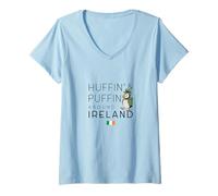 Womens Huffin & Puffin Around Ireland - Funny Irish Souvenir V-Neck T-Shirt