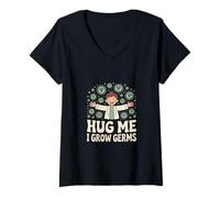 Womens Hug Me I Grow Germs Microbiologist V-Neck T-Shirt