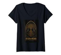 Womens Hugin & Munin the Ravens Odin Viking Celts Valhalla Odin V-Neck T-Shirt