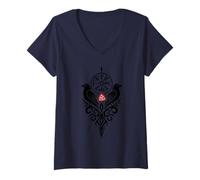 Womens Hugin & Munin the Ravens Odin's Viking Celts Valhalla Raven V-Neck T-Shirt
