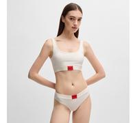 Women's Hugo Red Logo Label Stretch Cotton Bralette in Cream
