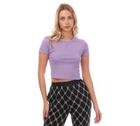 Women's Hugo Stacked Logo Cropped Slim-Fit T-Shirt in Purple