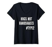 Womens Hugs not Handshakes Funny Enneagram Type 2 V-Neck T-Shirt