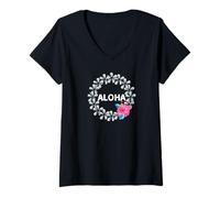 Women's Hula Dance Hula Lesson Aloha Tropical Hawaii Hibiscus Cute Flower Hawaiian Popular Black Southern Countries V-Neck T-Shirt