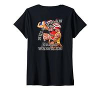 Women's Hulk Hogan_001_Back Printed V-Neck T-Shirt