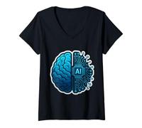 Womens Human AI Brain Artificial Intelligence Engineer Specialist V-Neck T-Shirt