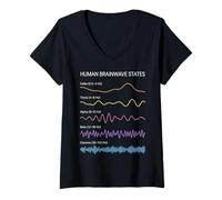 Women's Human Brainwave States Frequency Patterns Mind Activity V-Neck T-Shirt