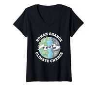 Women's Human Change Not Climate Change Global Earth Climate Change V-Neck T-Shirt