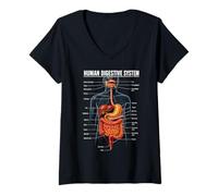 Women's Human Digestive System Anatomy Biology Science Education V-Neck T-Shirt