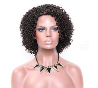 Women's Human Hair Lace Wig Brazilian Remy Lace Front Free Part Glueless Lace Front 150% Density Bob Haircut Afro Wig Dark Brown Short