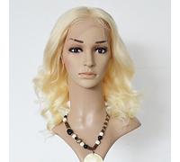 Women's Human Hair Lace Wig Human Hair Lace Front 130% Density Body Wave Wig Light Blonde Short Medium 100% Hand Tied African American
