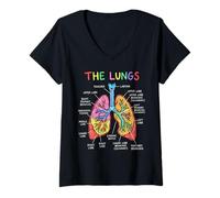 Women's Human Lungs Anatomy Diagram Respiratory System V-Neck T-Shirt
