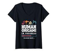 Women's Human Origami in Progress Contortionist Contortion Yoga V-Neck T-Shirt
