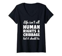 Women's Human Rights and Cribbage Funny I Love Cribbage V-Neck T-Shirt