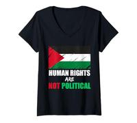 Womens Human Rights Are Not Political Palestine Palestinian Flag V-Neck T-Shirt