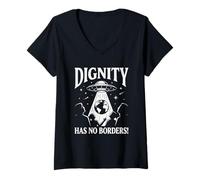 Women's Human Rights Retro Dignity Has No Border One Earth V-Neck T-Shirt