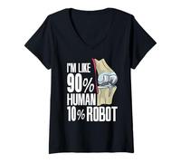 Womens Human Robot New Knee Surgery Joke Funny Knee Replacement V-Neck T-Shirt