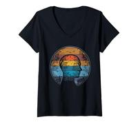 Womens Human Tree Tshirt Nature Vintage Funny Retro Artistic Sunset V-Neck T-Shirt