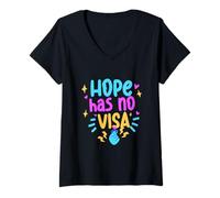 Womens Humanity Equality Hope Has No Visa V-Neck T-Shirt