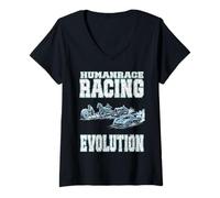 Women's HUMANRACE Racing Evolution Race Drivers Team Motorsport Fans V-Neck T-Shirt