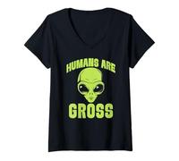 Women's Humans are Gross Alien V-Neck T-Shirt