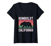 Womens Humboldt California Retro Tree Northern Cali Norcal 707 530 V-Neck T-Shirt