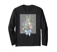 WOMEN'S HUMMINGBIRD FLORAL WATERCOLOR FLOWER GARDEN BOUQUET Long Sleeve T-Shirt