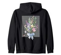 WOMEN'S HUMMINGBIRD FLORAL WATERCOLOR FLOWER GARDEN BOUQUET Zip Hoodie