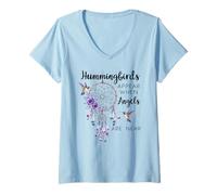 Womens Hummingbirds Appear When Angels are Near Hummingbird Purple V-Neck T-Shirt