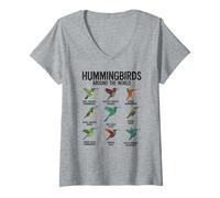 Women's Hummingbirds Around The World Bird Lover V-Neck T-Shirt