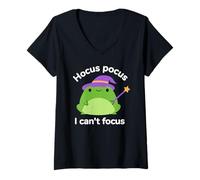 Women's Humor ADHD Hyperactivity Disorder Hocus Pocus I Cant Focus V-Neck T-Shirt