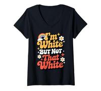 Women's Humor Quote Funny Meme Im White But Not that White V-Neck T-Shirt
