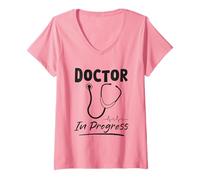 Womens Humor Quote Medical Student Doctor in Progress Funny V-Neck T-Shirt