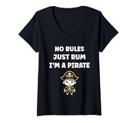 Womens Humor skull pirates funny simple quote just rum pirate V-Neck T-Shirt