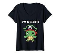 Womens Humor skull pirates minimalist simple i'm a pirate V-Neck T-Shirt