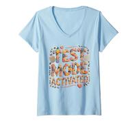 Women's Humor Test Mode Activated Bruh History Science Warrior V-Neck T-Shirt