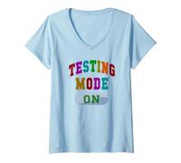Women's Humor Testing Mode: ON Test Day Teacher Bruh STEM History V-Neck T-Shirt