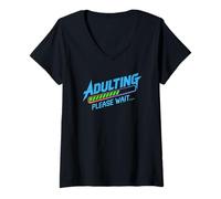 Women's Humorous Adulting Please Wait Sarcasm for Introvert Men V-Neck T-Shirt