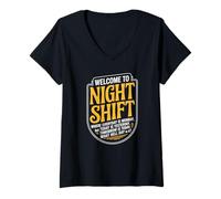 Women's Humorous Graveyard Shift Working Professional Sleep Joke V-Neck T-Shirt