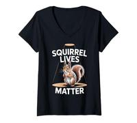 Womens Humorous Squirrel Lives Matter Animal Lover Sarcastic Funny V-Neck T-Shirt