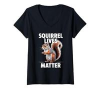 Womens Humorous Squirrel Lives Matter Animal Lover Sarcastic Funny V-Neck T-Shirt