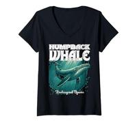 Womens Humpback Whale Endangered Species Save The Whales Giants sea V-Neck T-Shirt