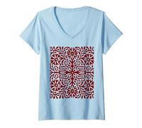 Women's Hungarian Folk Art Pattern Flowers Floral V-Neck T-Shirt