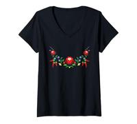 Womens Hungarian paprika floral V-Neck T-Shirt