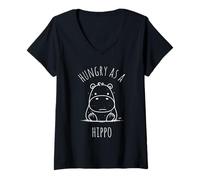 Womens Hungry AS A Hippo Hungry Hippo V-Neck T-Shirt