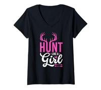 Womens Hunt Like a Girl Outdoors Female Hunter V-Neck T-Shirt