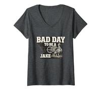 Women's Hunter Funny Turkey Hunting Bad Day to Be A Jake V-Neck T-Shirt