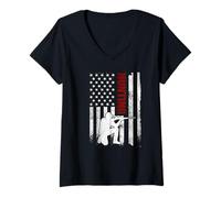 Women's Hunting American Flag Distressed USA Patriotic Hunter V-Neck T-Shirt