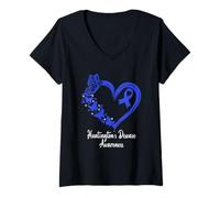 Womens Huntington’s Disease Awareness Heart Huntington’s Disease V-Neck T-Shirt